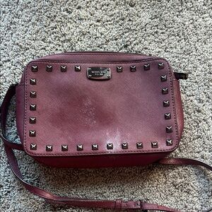 Michael Kors Burgundy Studded Crossbody Bag
